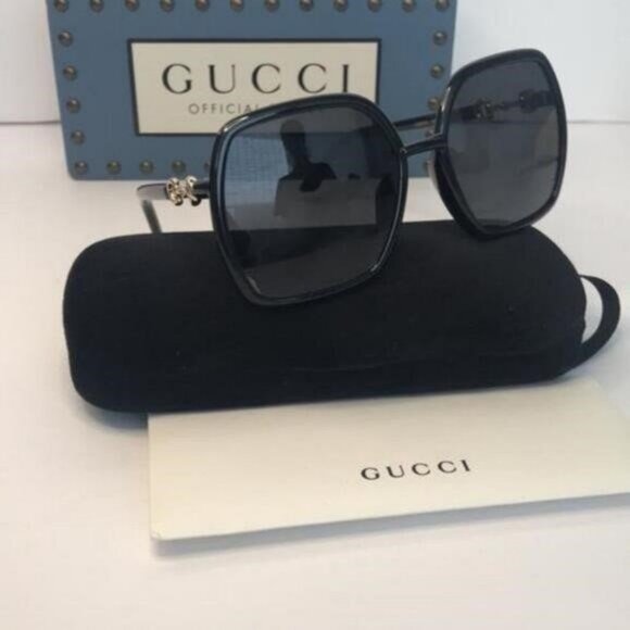 💯 - Authentic New GUCCIGrey Square Ladies SunglassesGG0890S 001 55 - Picture 7 of 14